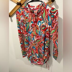 Coolibar Hokulani Ruche Swim Shirt with UPF 50+ sun protection